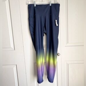 OLD NAVY Leggings New with Tag Vibrant Gradient Women Size Large 2 Side Pockets